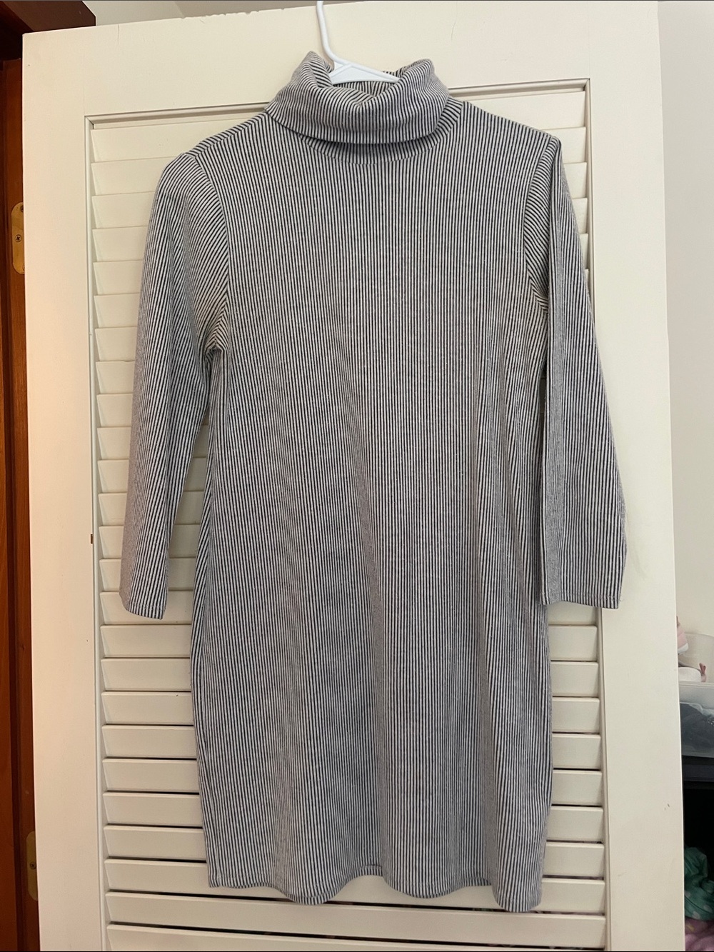 Urban Outfitters Gray & White Ribbed Turtleneck mini Dress